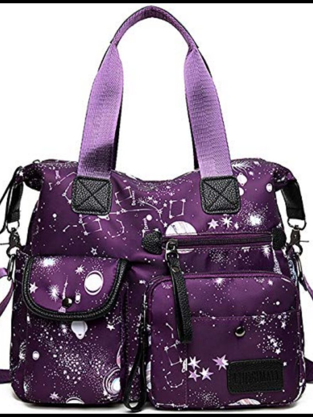 Water-Resistant Nylon Tote Bag Satchel with Multi Pockets, Crossbody Purse for